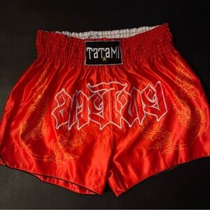 Tatami Fire Red Muay Thai kickboxing Shorts